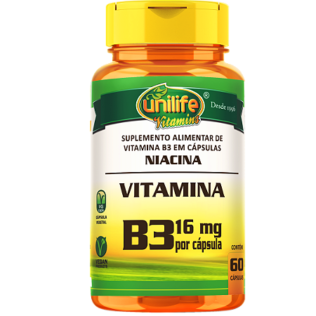 Vitamina B3 Niacina 60 Cápsulas - Unilife
