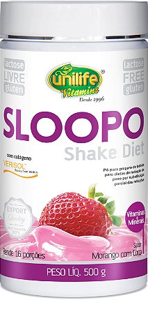 Shake Diet  Sloopo Sabor Morangocom Coco (500g) - Unilife