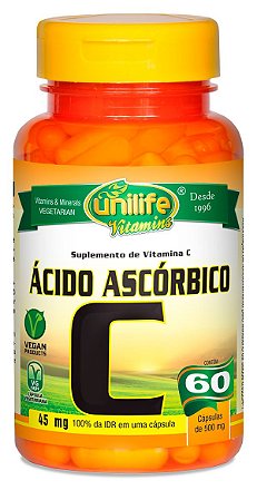 Vitamina C  Ácido Ascórbico  60 cáps (400mg) - Unilife