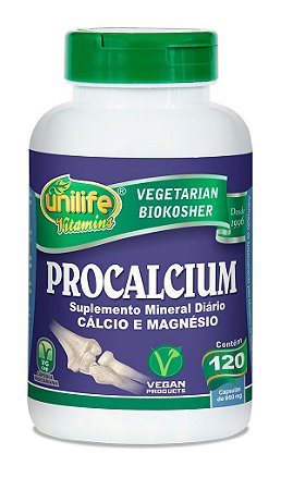 Procalcium 120 Cápsulas (950mg) Cálcio e Magnésio - Unilife