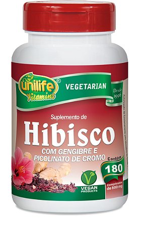 Hibisco com Gengibre Unilife 180 Comprimidos 500mg