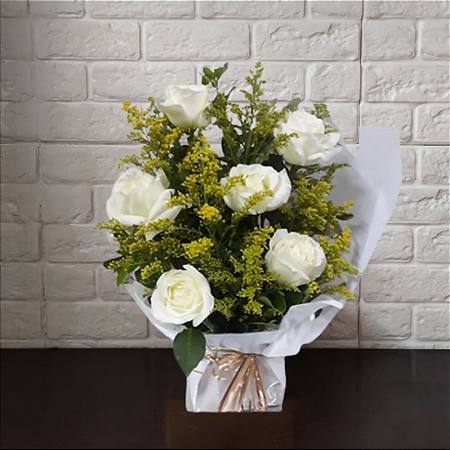 Box Sweet White Roses Celofane