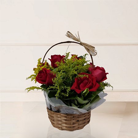 Cesta Classic - 06 Rosas Vermelhas