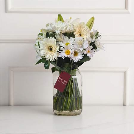 Ternura de Flores Brancas Vidro