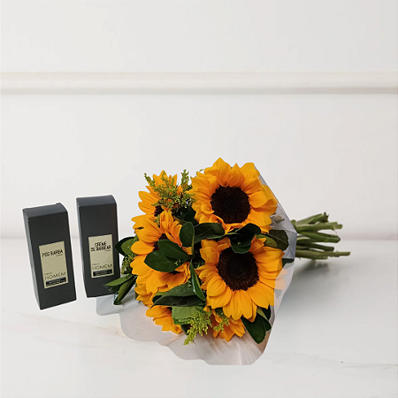 Kit Natura e Flores - Buquê de Girassol e Natura Homem