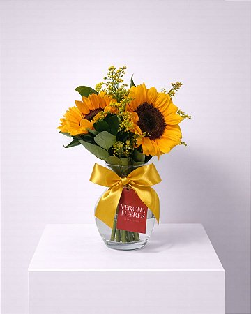 Mini Arranjo de Girassóis no Vaso