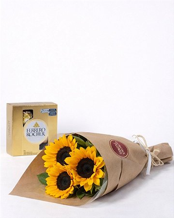 Combo Girassóis e Chocolates