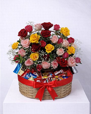 Cesta Luxo Rosas & Chocolates