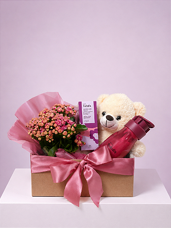 Box Encanto Rosa com Pelúcia e Kit Natura