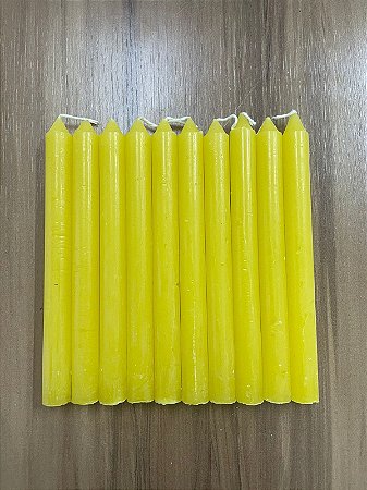 Vela Palito Amarela Kit c/ 10 unidades