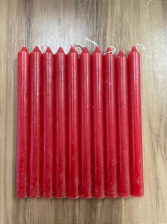 Vela Palito Vermelha Kit c/ 10 unidades