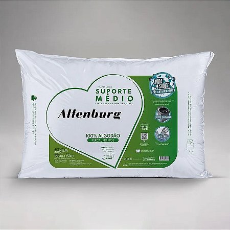 Travesseiro Suporte Médio Percal 180 Fios Altenburg - 50x70 cm