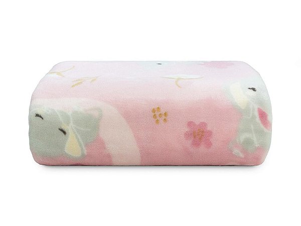 Cobertor Camesa Baby Flannel Nac Elefante Rosa - 90x110 cm
