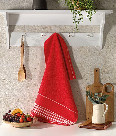 Pano De Copa Döhler Atoalhado Jacquard Para Bordar Picnic Xadrez - 45x70 cm