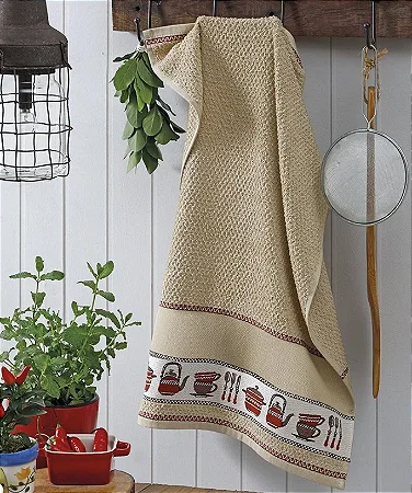 Pano De Copa Dohler Atoalhado Jacquard Vida Liso Utensílios - 45x70 cm