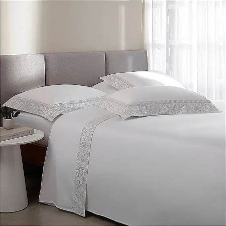 Jogo De Cama Cetim 300 Fios Bordado Buddemeyer Aida