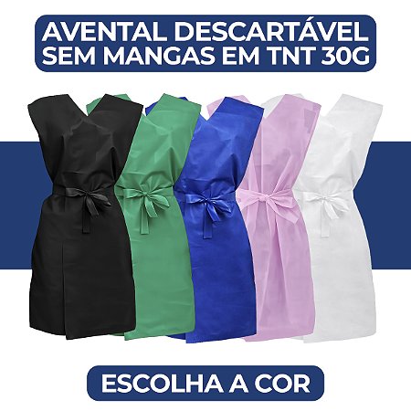 Avental Descartável em TNT Sem Manga 30 Gramas pacote com 10 unidades