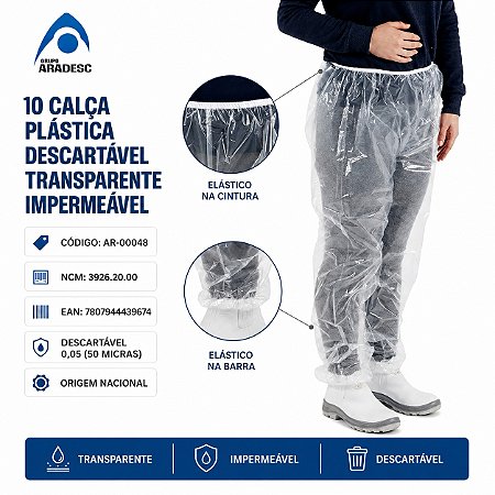 10 Calça Plástica Descartável Transparente Impermeável