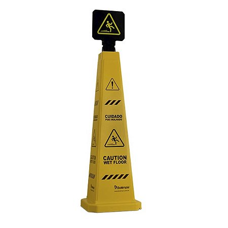 CONE BRALIMPIA E PLACA SINALIZADOR PISO MOLHADO (PORT/ING)
