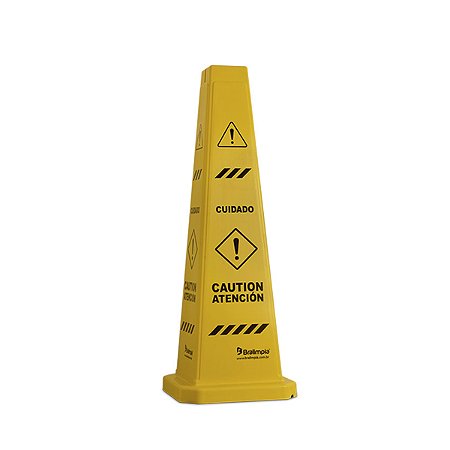 CONE BRALIMPIA SINALIZAÇÃO CUIDADO  (PORT/ING/ESP)