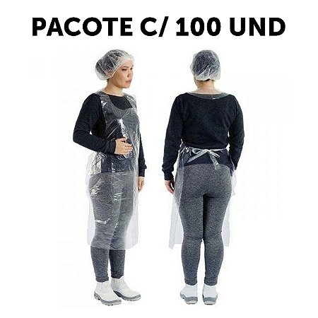 100 AVENTAL PLASTICO POLIETILENO 70X120 DESC. TRANSPARENTE