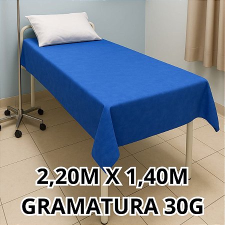 Lençol Descartavel 30 GRAMAS AZUL S/Elastico 2,20x1,40m 10un