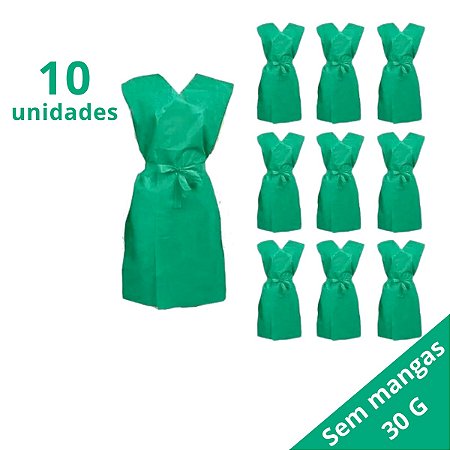 Avental Descartável VERDE Sem Manga Gramatura 30gr Pct 10 Un