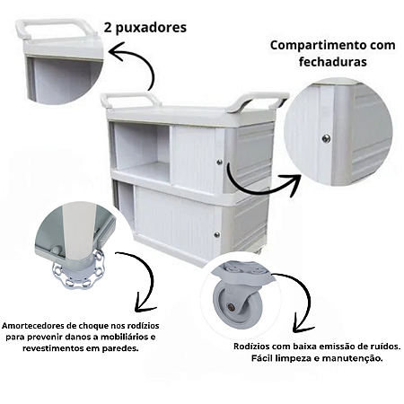 Carro Bralimpia Multiuso Extra Triplex C/fechamento E Portas