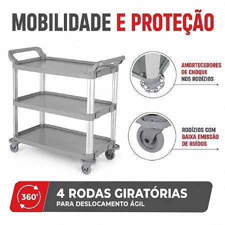 Carro Multifuncional Bandeja Ce3000 Bralimpia Extra Triplex