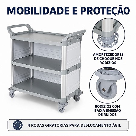Carrinho Bralimpia Triplex Com Fechamento Lateral Ch3000