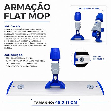 Armação Suporte Para Flat Mop Azul 45x11 Sem Cabo Bralimpia