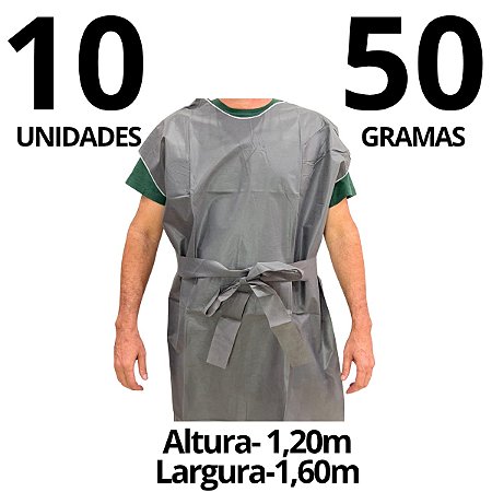 10 Avental Descartável TNT Especial 1,20 x 1,60  S/Manga 50G