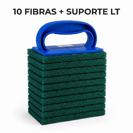 1 SUPORTE BRALIMPIA COM 10 Fibra De Limpeza Verde Uso Geral