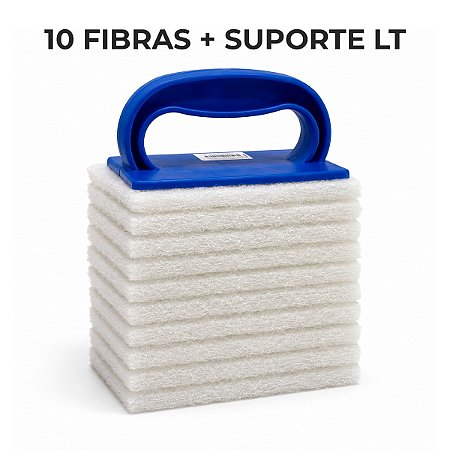 1 SUPORTE BRALIMPIA COM 10 Fibra De Limpeza Branca Não Risca