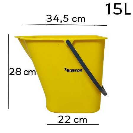 Balde Bralimpia 15 L Polipropileno C/alca Reforçado AMARELO