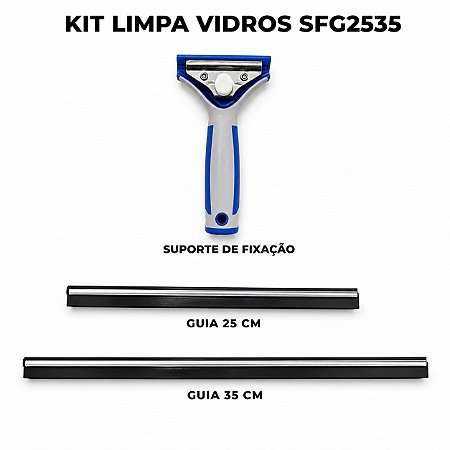 Rodo Limpa Vidros Bralimpia completo laminas de 25 e 35cm