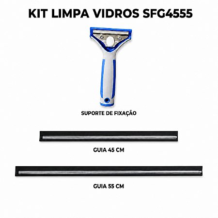 Rodo Limpa Vidros Bralimpia completo laminas de 45 e 55cm