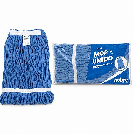 Refil Mop Úmido NOBRE AZUL Ponta Dobrada 340gramas Esfregão