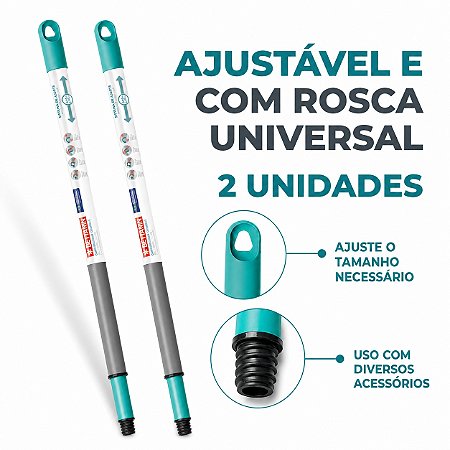 2 Cabos Extensor de 1,60m para Rodos e Vassouras Super Pro