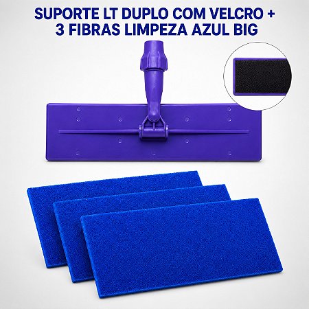 SUPORTE LIMPA TUDO BIG VELCRO 40 CM S/CABO C/3 FIBRAS AZUL