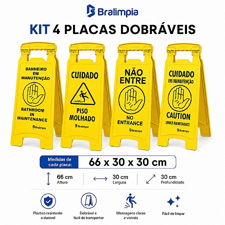 4 Placas Bralimpia para Sinalização com modelos Diferentes