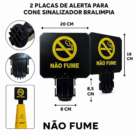 2 PLACAS PARA CONE BRALIMPIA SINALIZAÇÃO NAO FUME