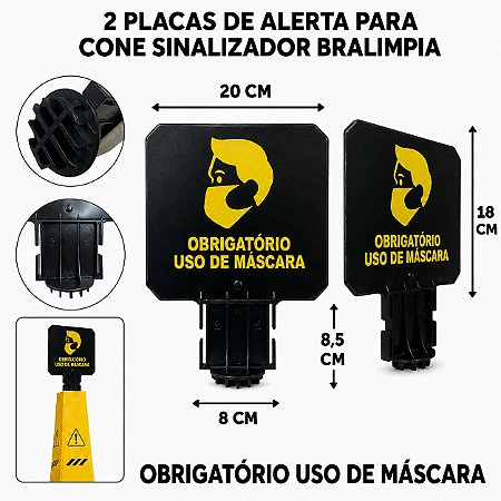 2 PLACAS PARA CONE BRALIMPIA SINALIZAÇÃO USO DE MASCARA