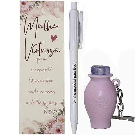 Kit 10 Lembrancinhas Evangélicas Marca Página Caneta e Chaveiro
