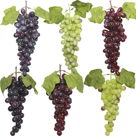Kit 6 Uvas Artificiais Decoração 29cm e 24cm Comprimento