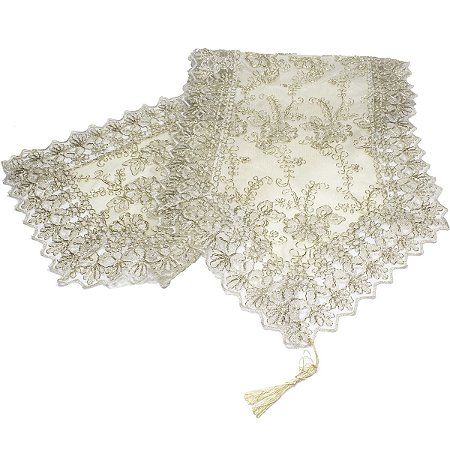 01 Caminho De Mesa Bordado Dourado 40x180