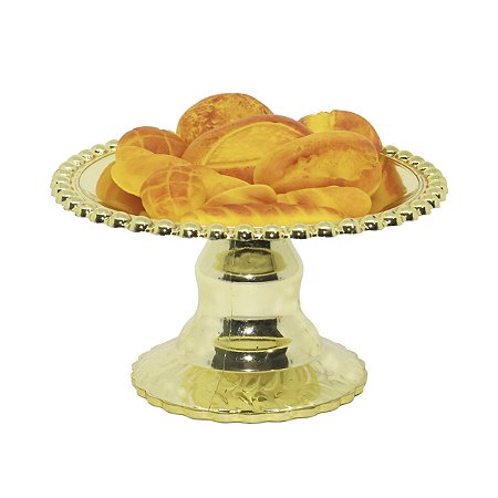 Kit 10 Mini Pães Miniatura Biscuit + Mini Bandeja Dourada Plástica