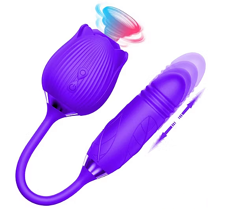 "PROMOÇÃO" Sugador de Clitóris Formato de Rosa com Power Bullet Vai e Vem