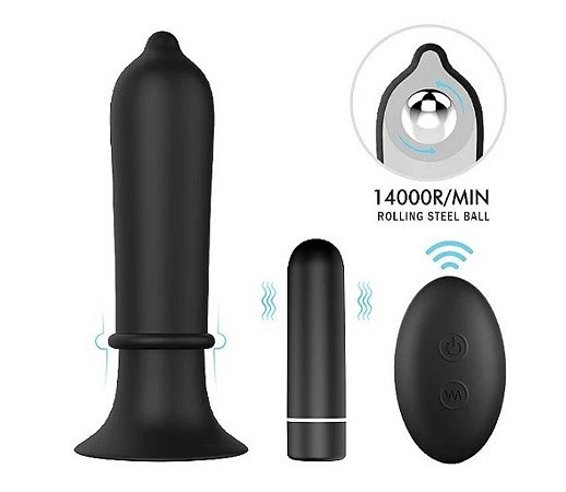 Plug Anal com Vibrador Bullet Controle a Distância, Carregamento USB