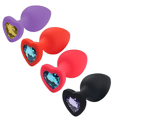 Plug Anal em Silicone Pedra Coração Tamanhos